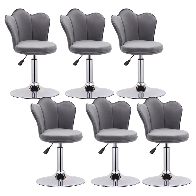 Modern Upholstered Swivel Stool Footrest Low Back Counter Chair with Metal Base