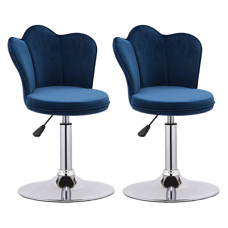 Modern Upholstered Swivel Stool Footrest Low Back Counter Chair with Metal Base