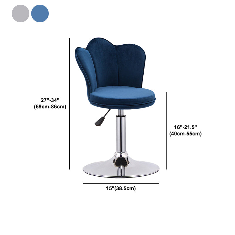 Modern Upholstered Swivel Stool Footrest Low Back Counter Chair with Metal Base