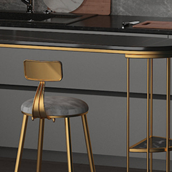 Scandinavian Counter-height Stool Round Velvet Counter Stool for Living Room