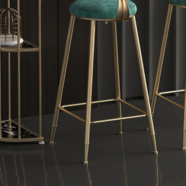 Scandinavian Counter-height Stool Round Velvet Counter Stool for Living Room