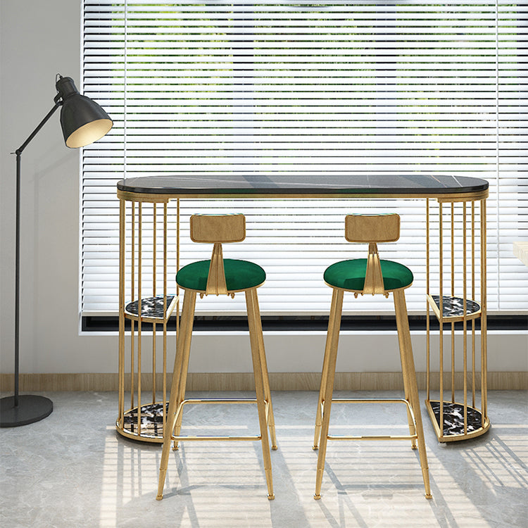 Scandinavian Counter-height Stool Round Velvet Counter Stool for Living Room