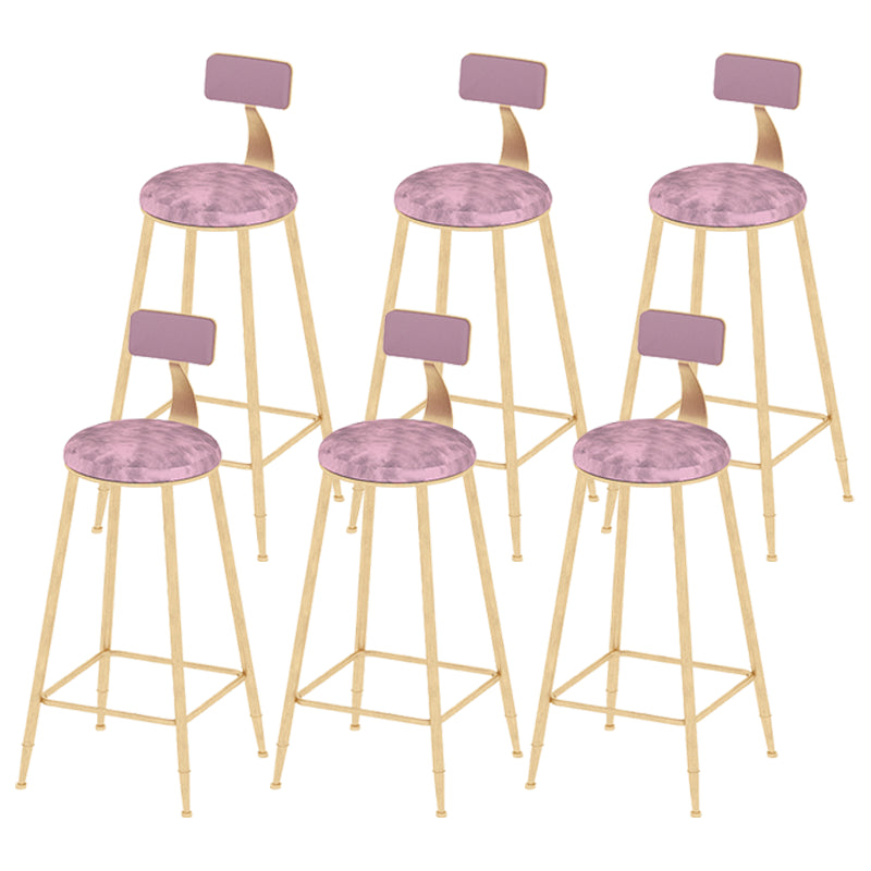 Scandinavian Counter-height Stool Round Velvet Counter Stool for Living Room