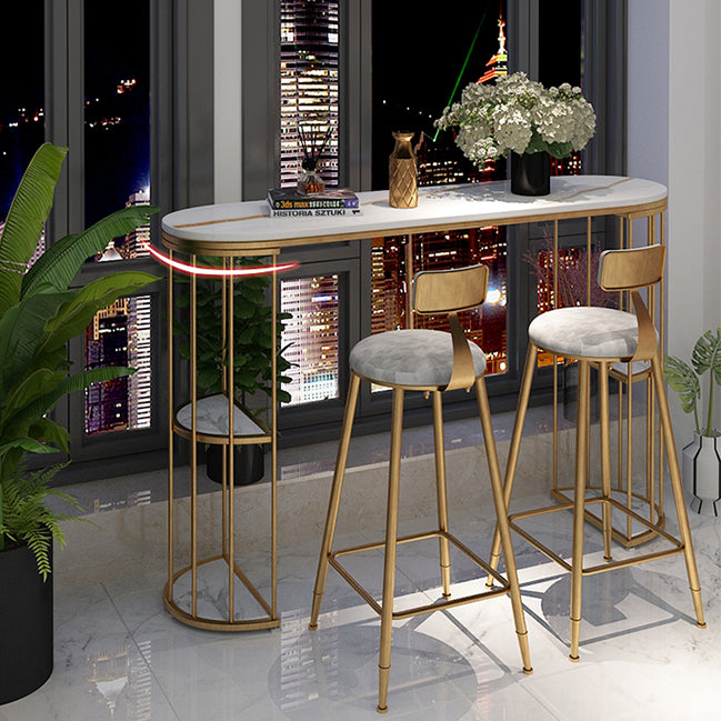 Scandinavian Counter-height Stool Round Velvet Counter Stool for Living Room