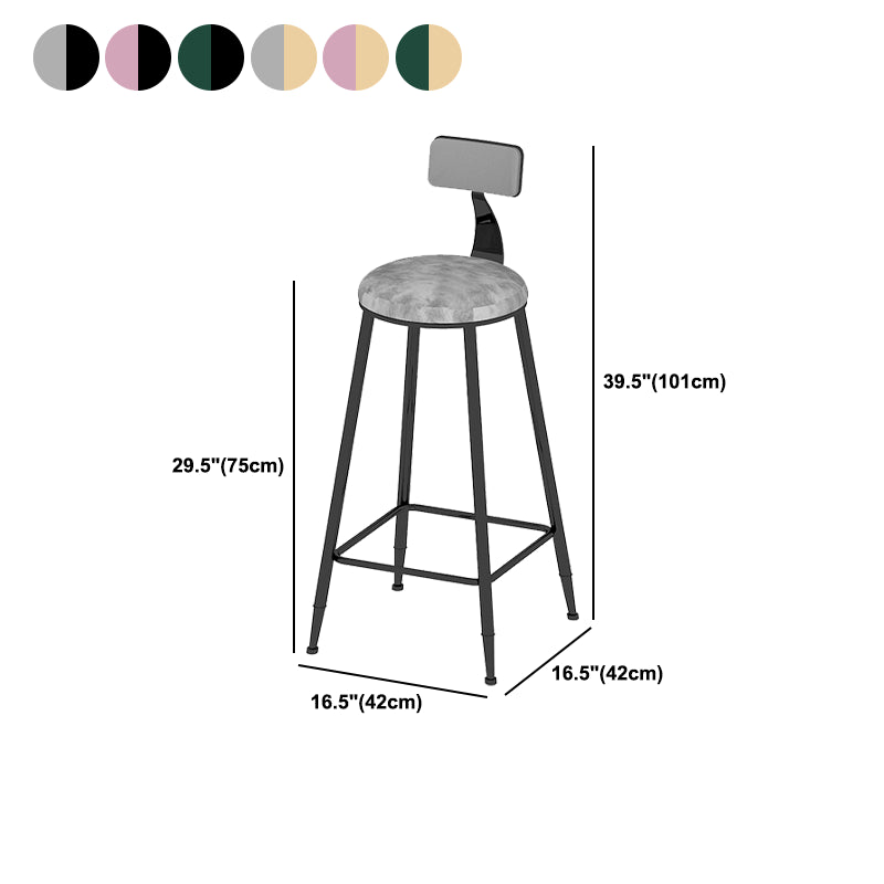 Scandinavian Counter-height Stool Round Velvet Counter Stool for Living Room