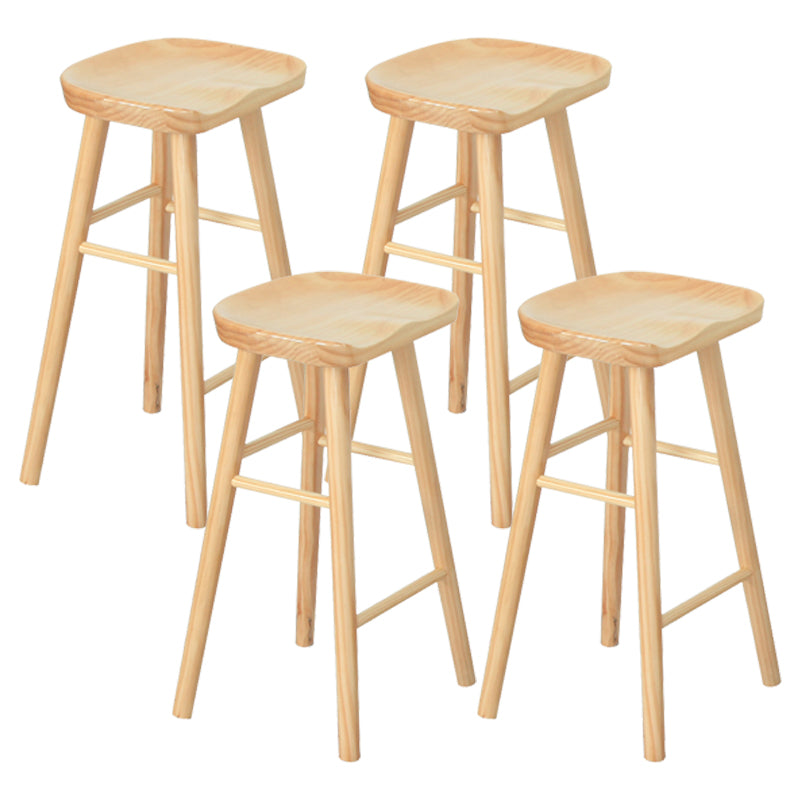 Modern Solid Wood Counter Stools Backless Contoured Seat Bar Stool for Shop