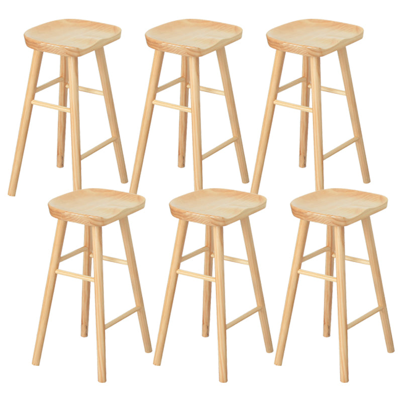 Modern Solid Wood Counter Stools Backless Contoured Seat Bar Stool for Shop