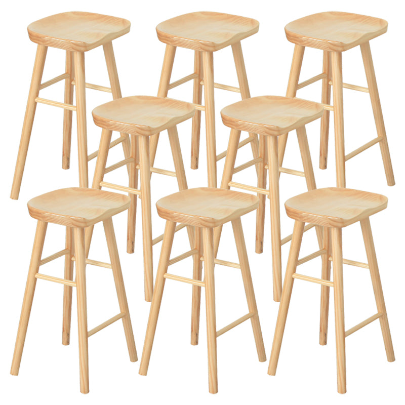 Modern Solid Wood Counter Stools Backless Contoured Seat Bar Stool for Shop
