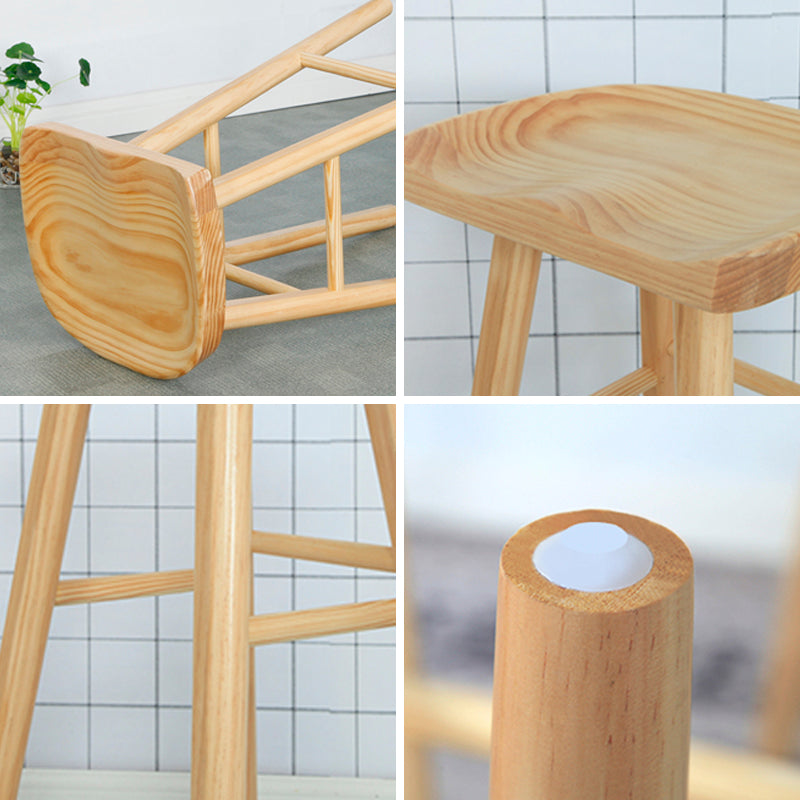 Modern Solid Wood Counter Stools Backless Contoured Seat Bar Stool for Shop