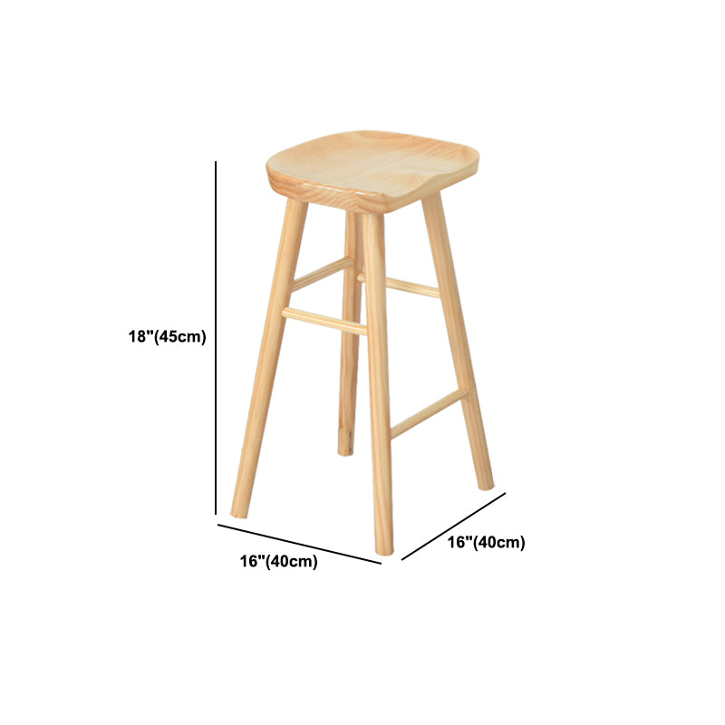 Modern Solid Wood Counter Stools Backless Contoured Seat Bar Stool for Shop
