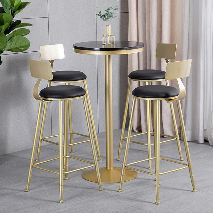Glam Armless Backrest Counter Stool Iron Kitchen Bar Stool with Pedal and Cushion