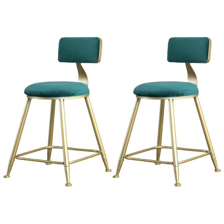 Glam Armless Backrest Counter Stool Iron Kitchen Bar Stool with Pedal and Cushion