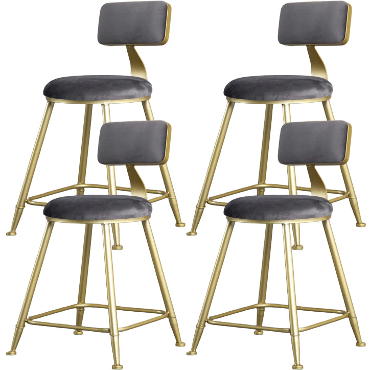 Glam Armless Backrest Counter Stool Iron Kitchen Bar Stool with Pedal and Cushion