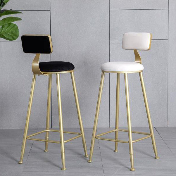 Glam Armless Backrest Counter Stool Iron Kitchen Bar Stool with Pedal and Cushion