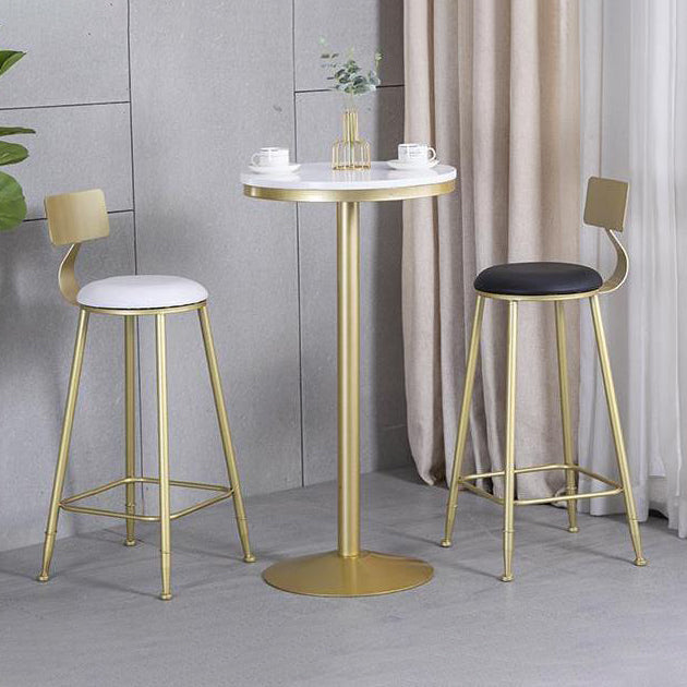 Glam Armless Backrest Counter Stool Iron Kitchen Bar Stool with Pedal and Cushion