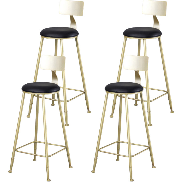 Glam Armless Backrest Counter Stool Iron Kitchen Bar Stool with Pedal and Cushion