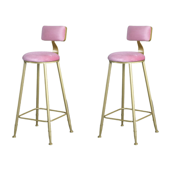 Glam Armless Backrest Counter Stool Iron Kitchen Bar Stool with Pedal and Cushion