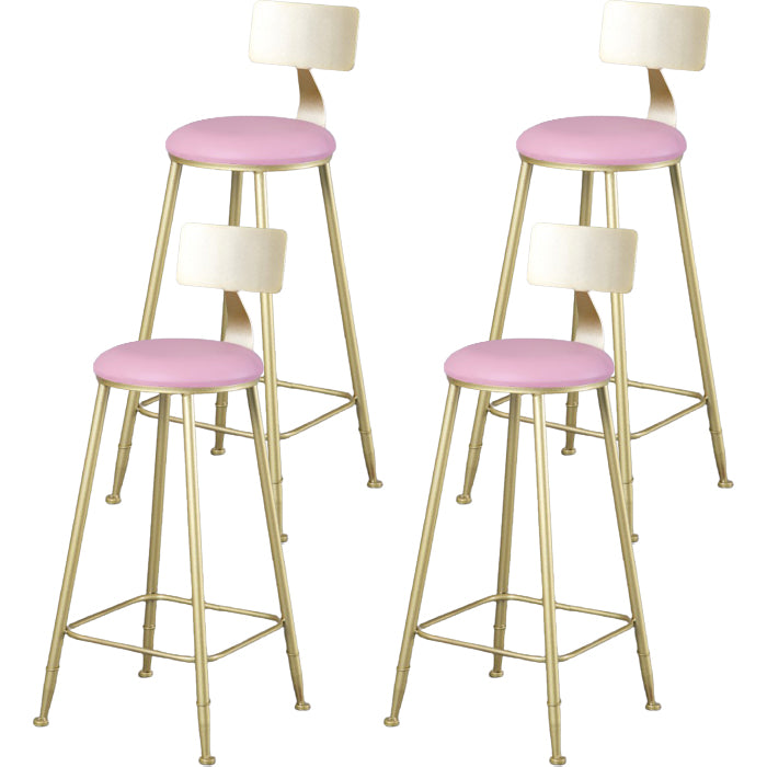 Glam Armless Backrest Counter Stool Iron Kitchen Bar Stool with Pedal and Cushion