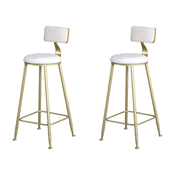 Glam Armless Backrest Counter Stool Iron Kitchen Bar Stool with Pedal and Cushion