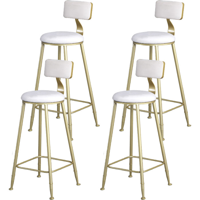 Glam Armless Backrest Counter Stool Iron Kitchen Bar Stool with Pedal and Cushion