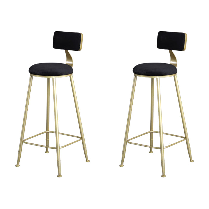 Glam Armless Backrest Counter Stool Iron Kitchen Bar Stool with Pedal and Cushion