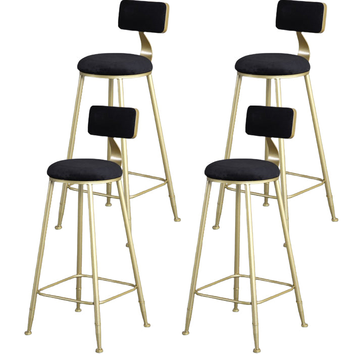 Glam Armless Backrest Counter Stool Iron Kitchen Bar Stool with Pedal and Cushion