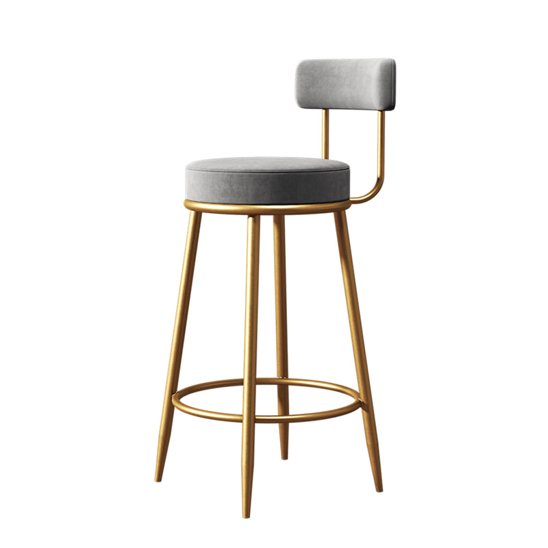 Glam Backrest Armless Counter Stool Iron Kitchen Bar Stool with Cushion and Pedal