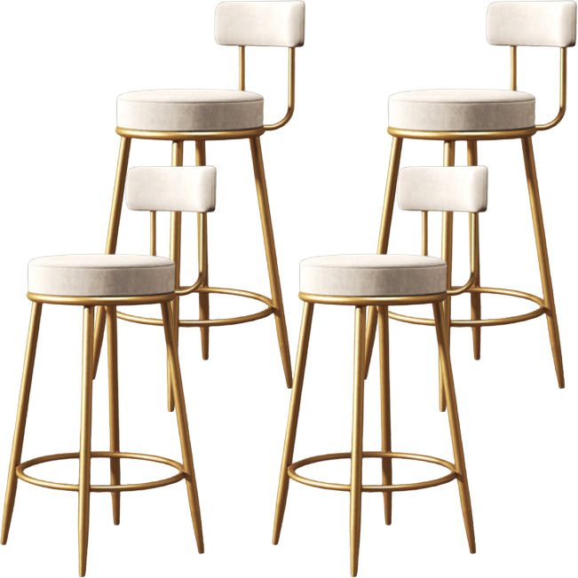 Glam Backrest Armless Counter Stool Iron Kitchen Bar Stool with Cushion and Pedal