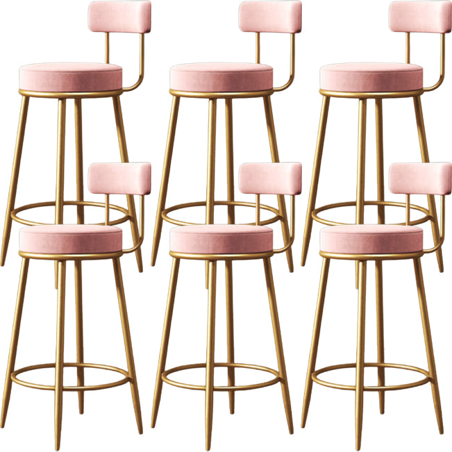 Glam Backrest Armless Counter Stool Iron Kitchen Bar Stool with Cushion and Pedal