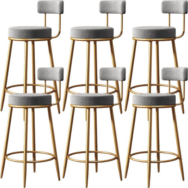 Glam Backrest Armless Counter Stool Iron Kitchen Bar Stool with Cushion and Pedal