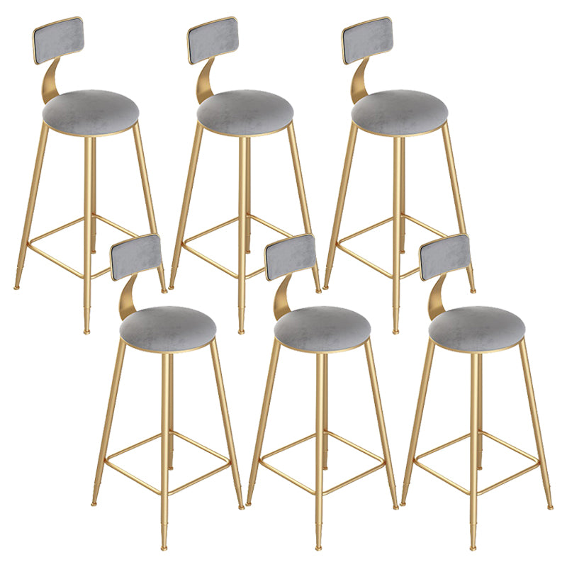 Scandinavian Metal Counter Chair Round Velvet Counter Stool for Living Room