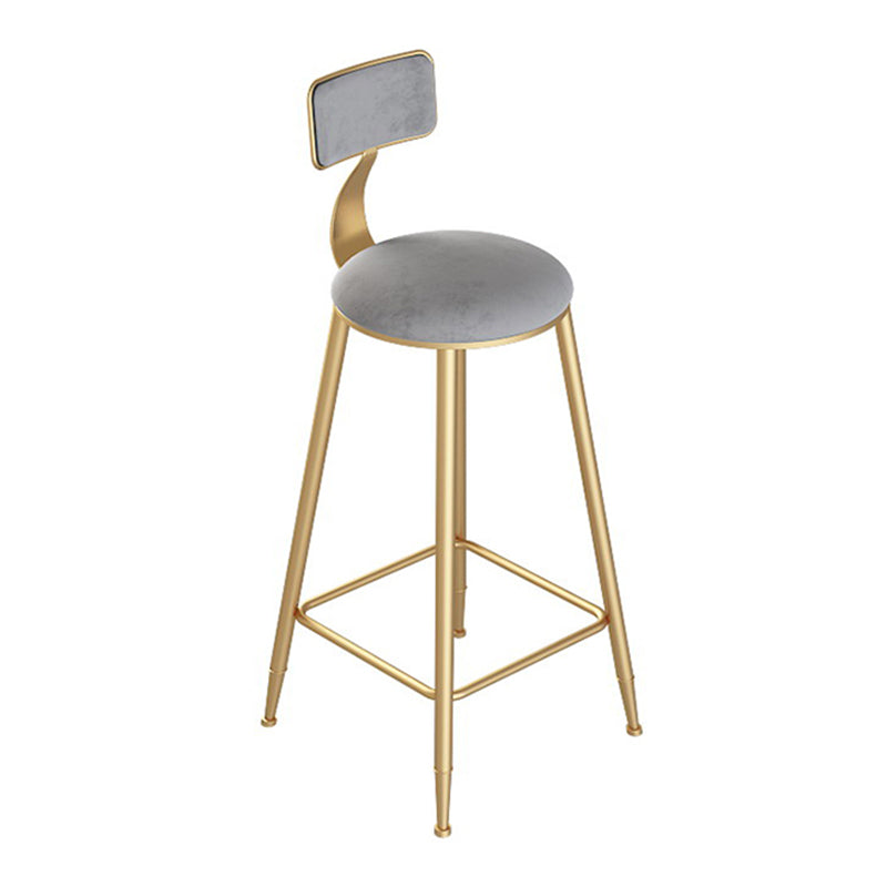 Scandinavian Metal Counter Chair Round Velvet Counter Stool for Living Room