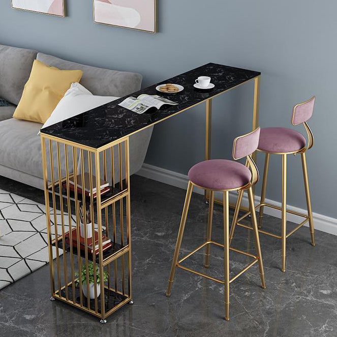 Scandinavian Metal Counter Chair Round Velvet Counter Stool for Living Room