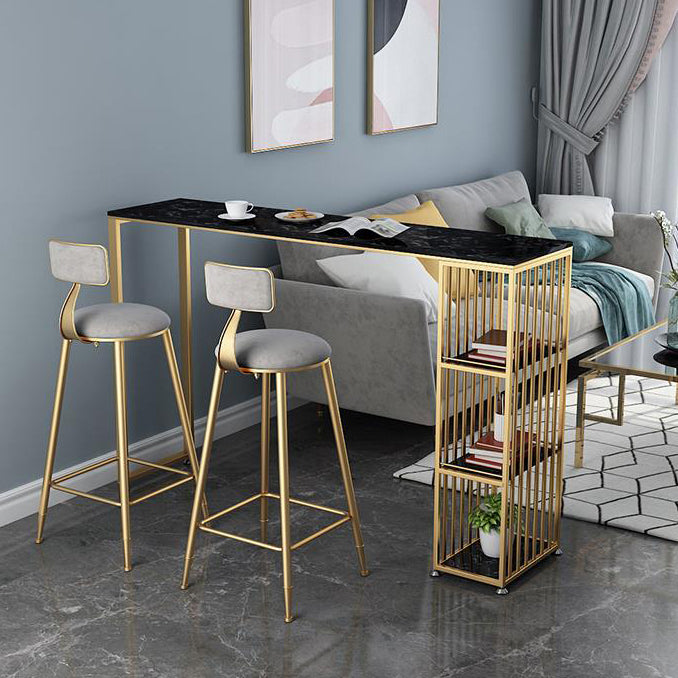 Scandinavian Metal Counter Chair Round Velvet Counter Stool for Living Room