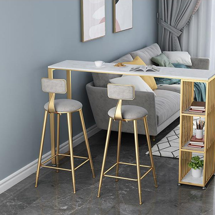 Scandinavian Metal Counter Chair Round Velvet Counter Stool for Living Room