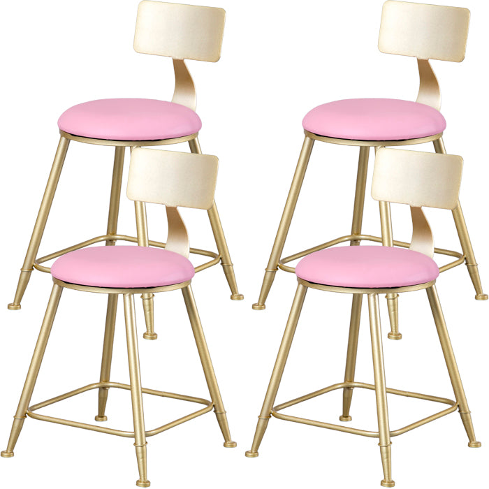 Glam Armless Backrest Counter Stool Steel Cafe Bar Stool with Cushion and Pedal