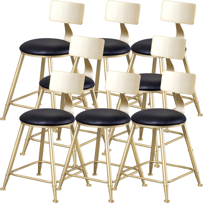 Glam Armless Backrest Counter Stool Steel Cafe Bar Stool with Cushion and Pedal