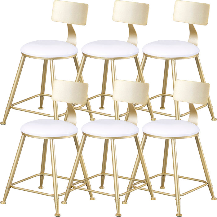 Glam Armless Backrest Counter Stool Steel Cafe Bar Stool with Cushion and Pedal