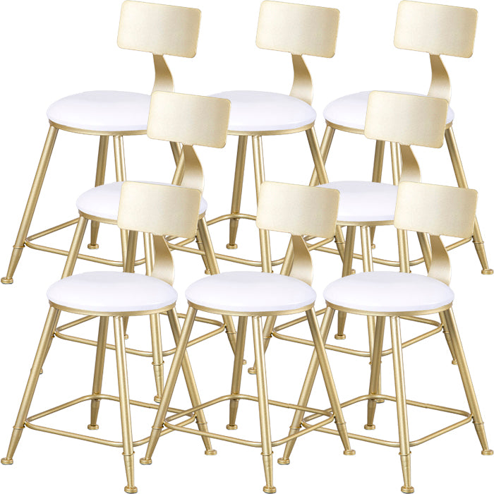 Glam Armless Backrest Counter Stool Steel Cafe Bar Stool with Cushion and Pedal