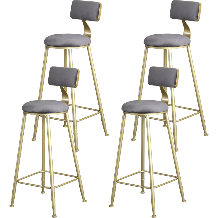 Glam Armless Backrest Counter Stool Steel Cafe Bar Stool with Cushion and Pedal