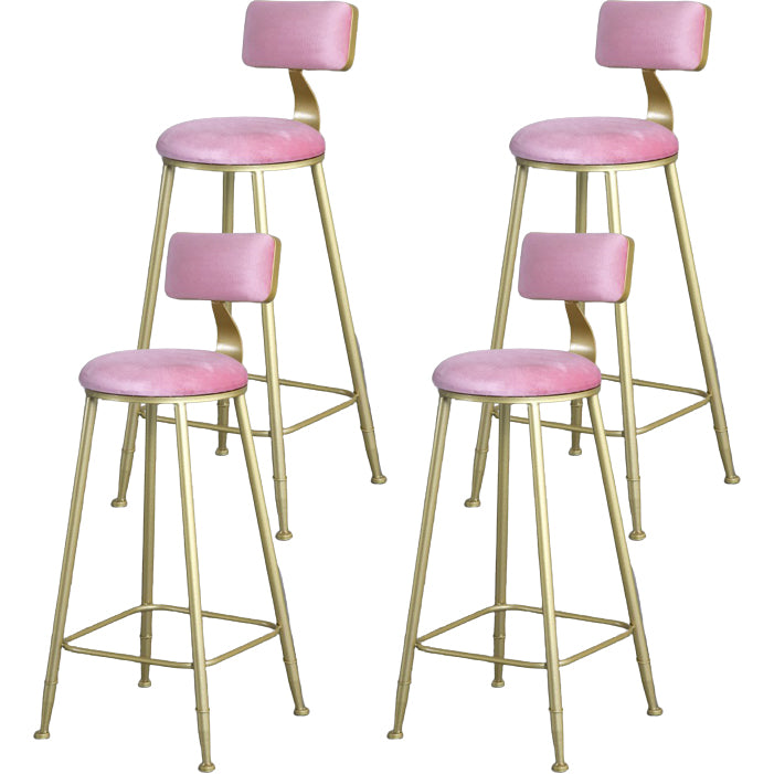 Glam Armless Backrest Counter Stool Steel Cafe Bar Stool with Cushion and Pedal