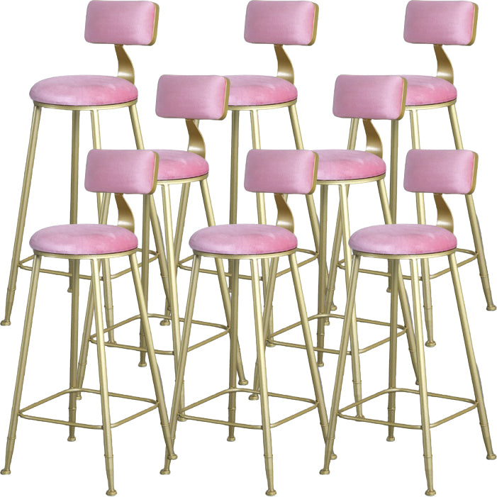 Glam Armless Backrest Counter Stool Steel Cafe Bar Stool with Cushion and Pedal