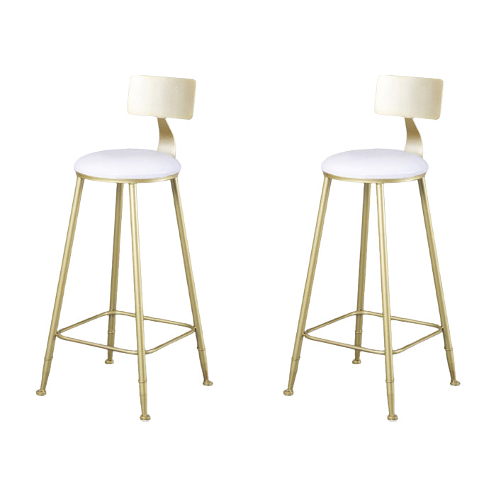 Glam Armless Backrest Counter Stool Steel Cafe Bar Stool with Cushion and Pedal