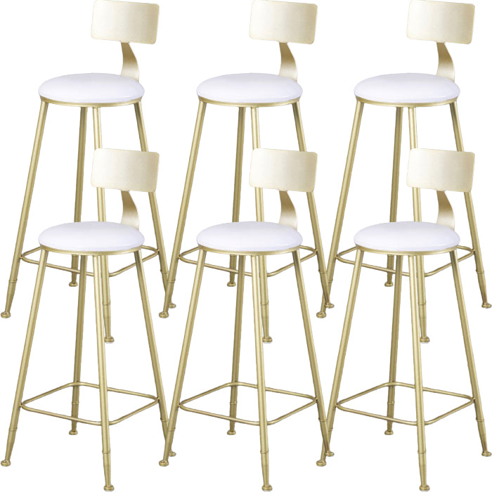 Glam Armless Backrest Counter Stool Steel Cafe Bar Stool with Cushion and Pedal