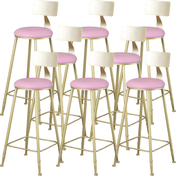 Glam Armless Backrest Counter Stool Steel Cafe Bar Stool with Cushion and Pedal