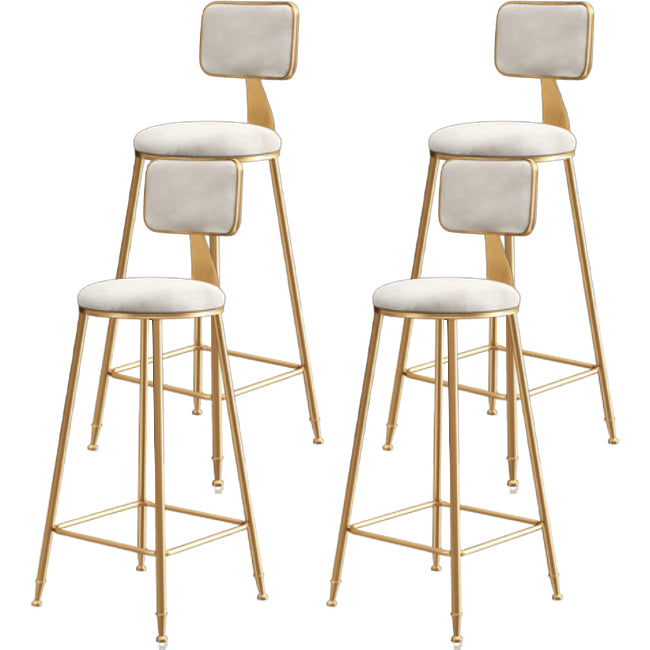 Glam Armless Backrest Counter Stool Steel Cafe Bar Stool with Cushion and Pedal