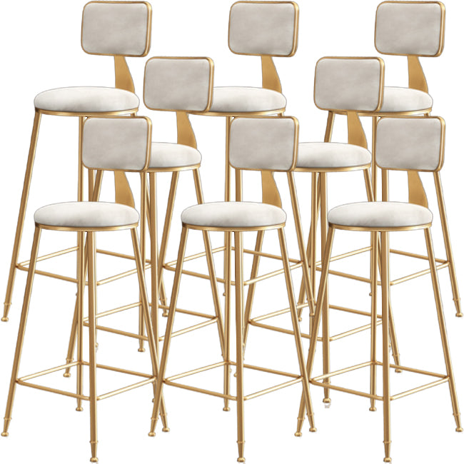 Glam Armless Backrest Counter Stool Steel Cafe Bar Stool with Cushion and Pedal