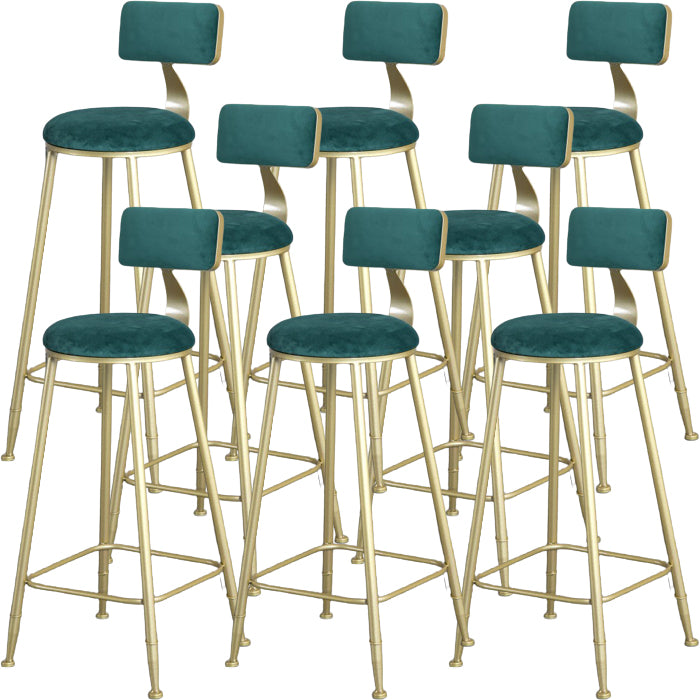 Glam Armless Backrest Counter Stool Steel Cafe Bar Stool with Cushion and Pedal