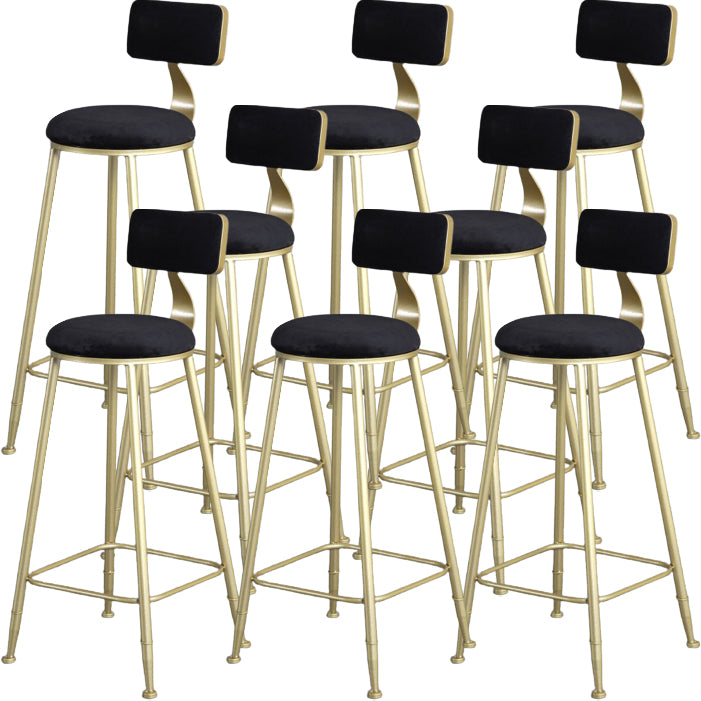 Glam Armless Backrest Counter Stool Steel Cafe Bar Stool with Cushion and Pedal