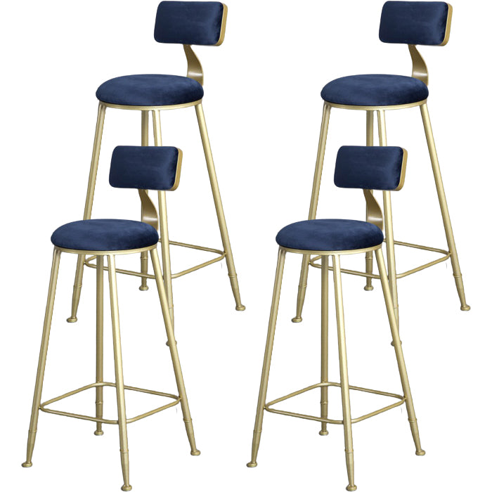 Glam Armless Backrest Counter Stool Steel Cafe Bar Stool with Cushion and Pedal